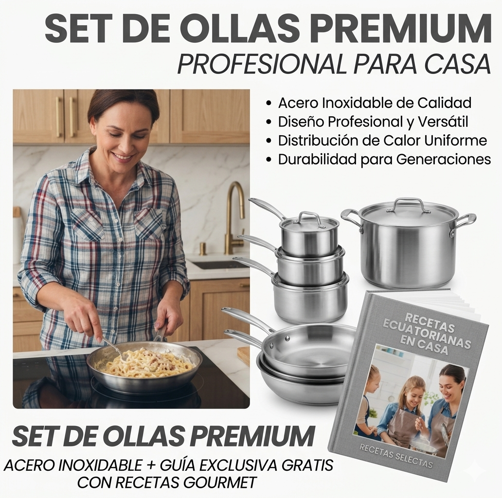 SET DE OLLAS PREMIUM 10 PIEZAS DE ACERO INOXIDABLE