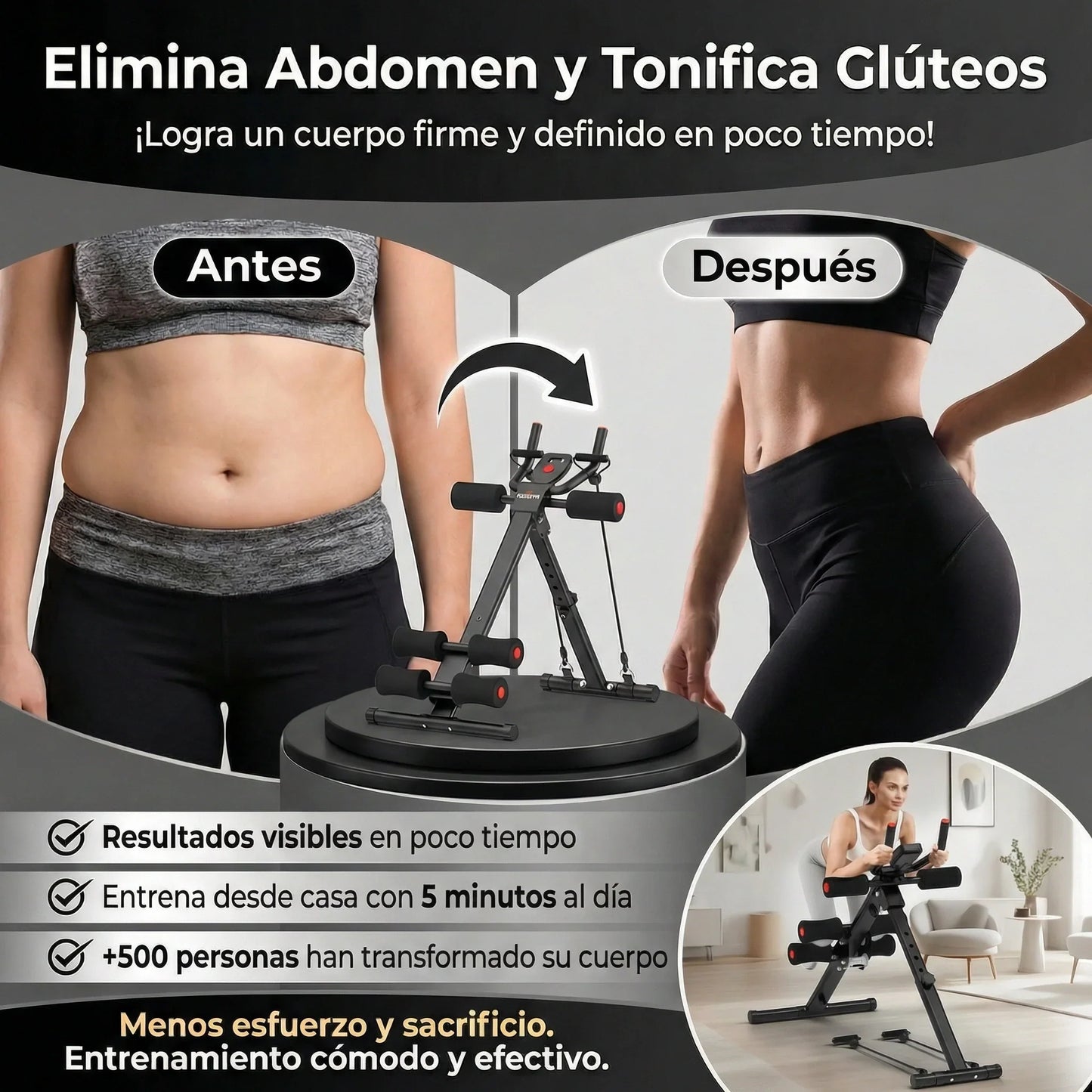 MAQUINA DE ABDOMINALES MULTIFUNCIONAL + RUTINAS GRATIS