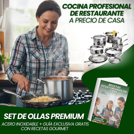 SET DE OLLAS PREMIUM 10 PIEZAS DE ACERO INOXIDABLE